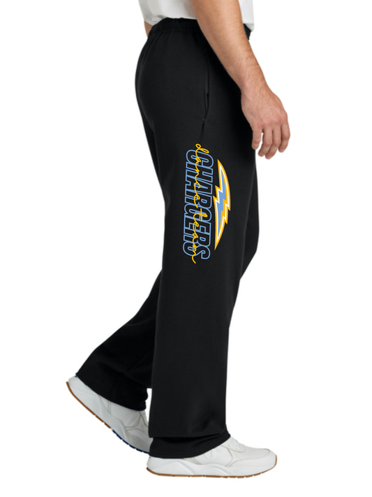 Chargers Black Open-Bottom Sweatpants
