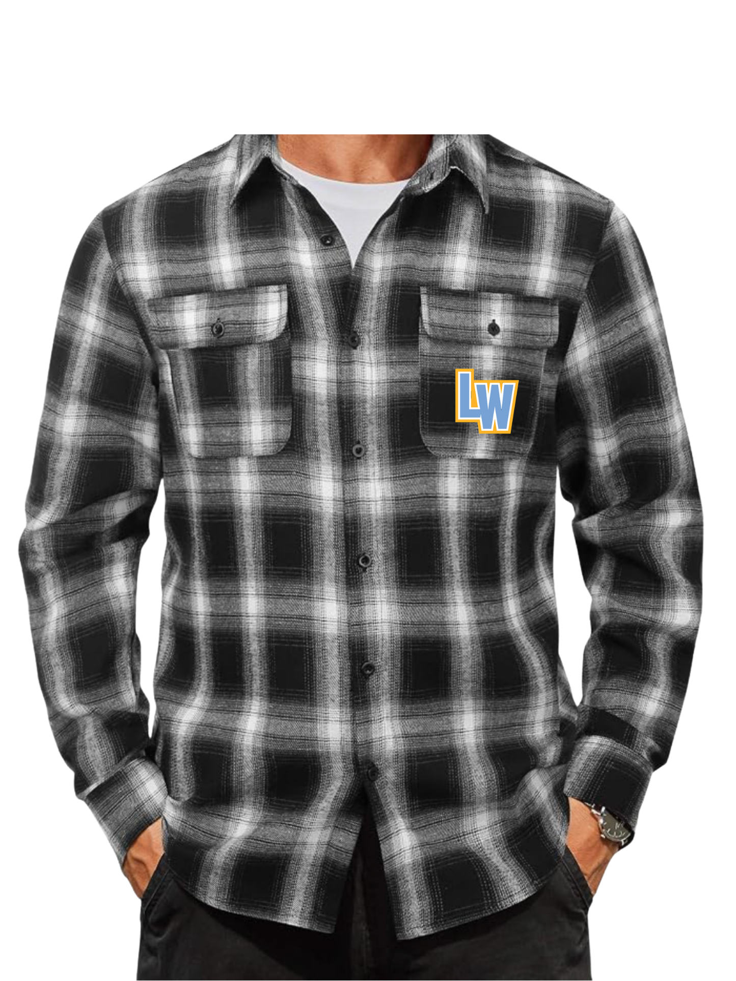 LWHS Men's Blue and Gold Plaid Button-Up